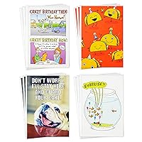 Hallmark Shoebox Funny Birthday Cards Assortment, 12 Cards with Envelopes (Tacos, Goldfish, Bulldog)