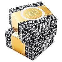Hallmark Small Gift Boxes with Wrap Band (2-Pack: Gray Geometric, Gold 