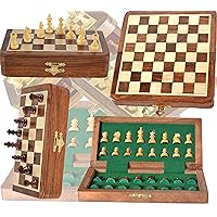 12x12” Chess Set Chess Set with Bag - Folding Standard Magnetic Travel Chess Board Game Handmade in Fine Rosewood with Storage for Chessmen