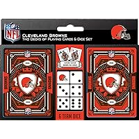 Masterpieces Game Day - NFL Cleveland Browns 2-Pack Playing Cards & Dice Pack - Officially Licensed Set for Adults and Family