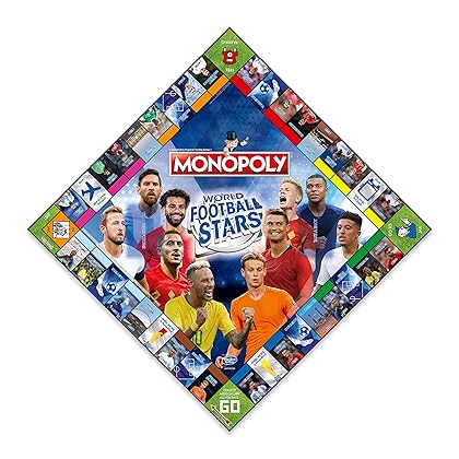 World Football Stars Monopoly Board Game, Play with Your Favourite Players Including Ronaldo, Messi, Neymar, Harry Kane and Salah, Great Family Game for Ages 8 and up, Perfect for The World Cup