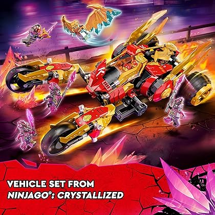 LEGO NINJAGO Kai’s Golden Dragon Raider Multi-Terrain Car Toy 71773 with Kai and Zane Minifigures, Building Set for Kids Ages 8 Plus