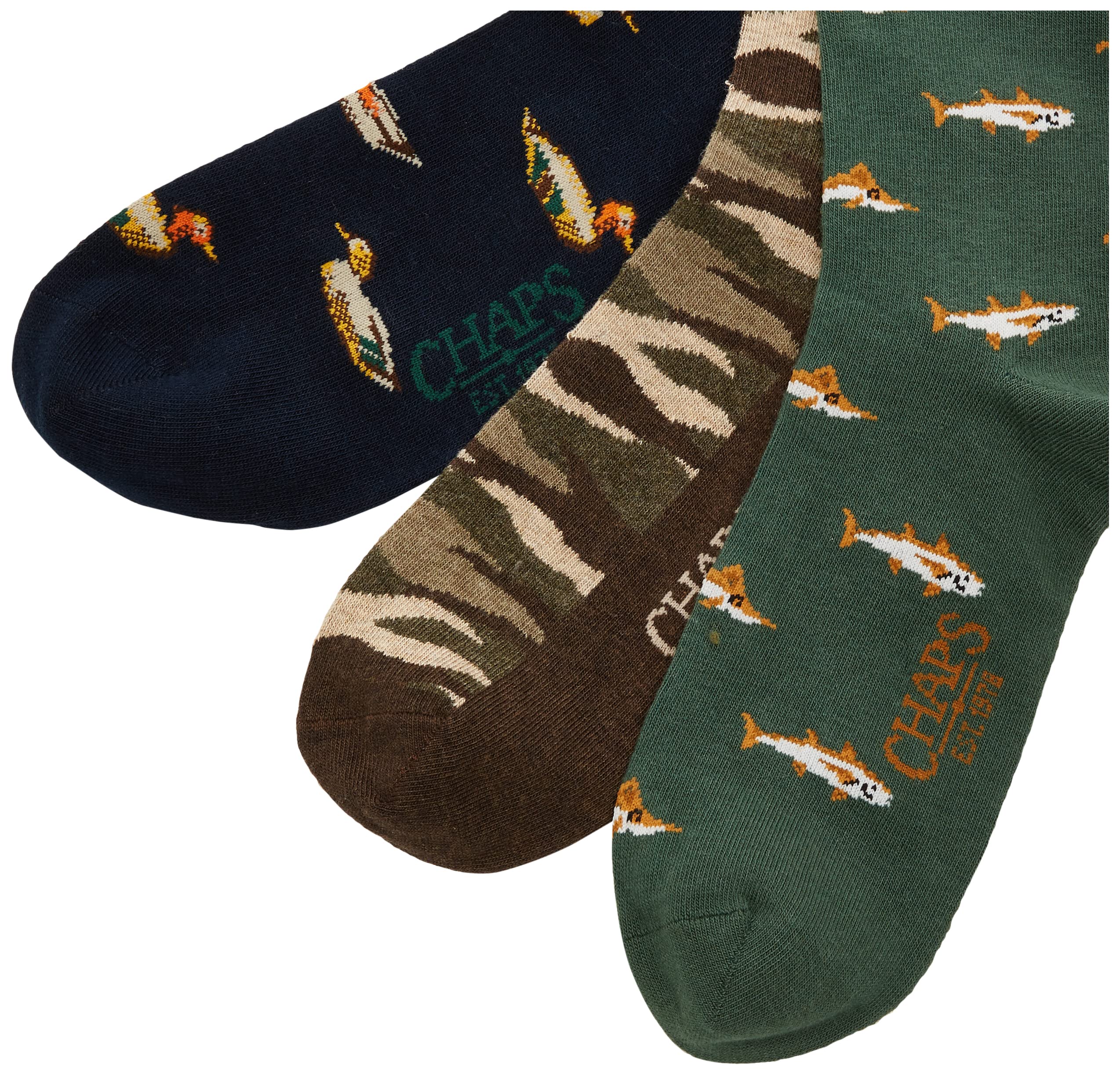Chaps Men's Casual Fashion Cushioned Crew Socks-3 Pair Pack-Classic Designs with Stretch Blend