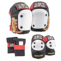 187 KILLER PADS Skateboarding Knee Pads, Elbow Pads, and Wrist Guards, Six Pack Pad Set, S/M, Caballero (SPSM205)
