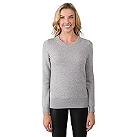 Women's 100% Pure Cashmere Long Sleeve Crew Neck Sweater(XS, Lt Grey)