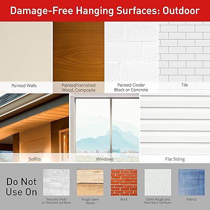 Command Outdoor Light Clips, Damage Free Hanging Outdoor Light Clips with Adhesive Strips, No Tools Wall Clips for Hanging Outdoor Lights and Cables, 64 Clear Clips and 80 Command Strips