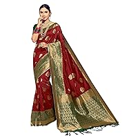 Elina fashion Sarees For Women Banarasi Art Silk Woven Saree l Indian Ethnic Wedding Gift Sari with Unstitched Blouse