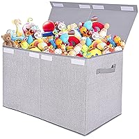   Basics Kids Toy Storage Organizer with 12 Plastic Bins,  Grey Wood with Blue Bins, 10.9D x 33.6W x 31.1H : Baby