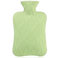 samply Hot Water Bottle with Cover, 2L Hot Water Bag for Hot and Cold Compress, Hand Feet Warmer, Neck and Shoulder Pain Relief, Light Green