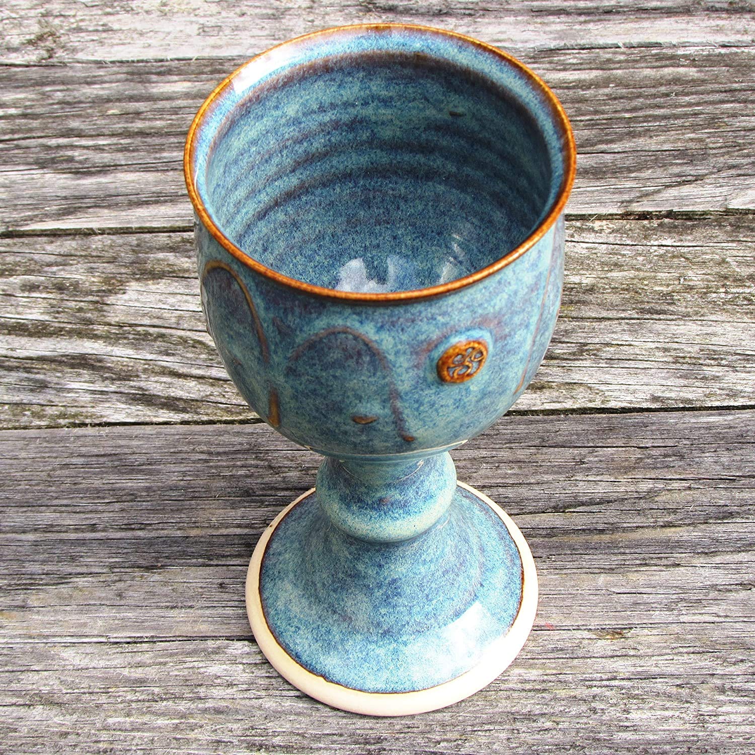 Castle Arch Pottery Ireland Handmade Wine Goblet Hand-Thrown Hand-Glazed with Unique Celtic Stamp in Ireland , 7