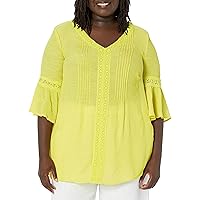 Avenue Women's Plus Size Tunic Pleat Lace