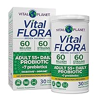 Vital Planet - Vital Flora Adults Over 55 Daily Probiotic 60 Billion CFU, Diverse Strains, Organic Prebiotics, Immune and Digestive Health Shelf Stable Probiotics for Women and Men, 30 Capsules