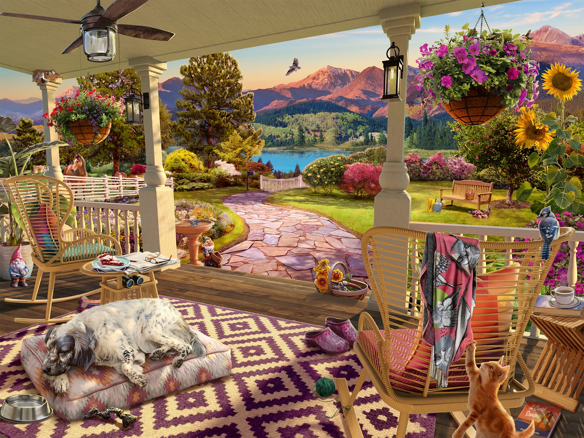 Ravensburger Cozy Front Porch 750 Piece Large Format Jigsaw Puzzle - 17457 - Every Piece is Unique, Softclick Technology Means Pieces Fit Together Perfectly