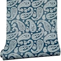 Self-Adhesive Shelf Liner Removable Drawer Paper for Covering Rent House Shelving Drawers, Vintage Paisley, 17.7 Inch by 9.8 Feet