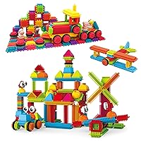 PicassoTiles 151PC + 120PC Hedgehog Interlock Building Blocks, Includes Truck Theme Set with Animal Figures: STEAM Learning & Educational Sensory Playset for Preschool and Kindergarten Kids Ages 3+