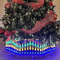 Christmas LED Decoration 35'' D Tree Collar, Tree Fence, Ring Basket for Artificial Christmas Trees,for Indoor Outdoor inflatables Garden Yard Patio Path, 110 inches Length,11 Modes