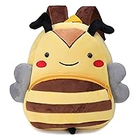 Cute Small Toddler Backpack for Girl Boy Kids Plush 3D Animal Cartoon Mini Preschool Bag for Children Age 1-5 Years Old (Bee)
