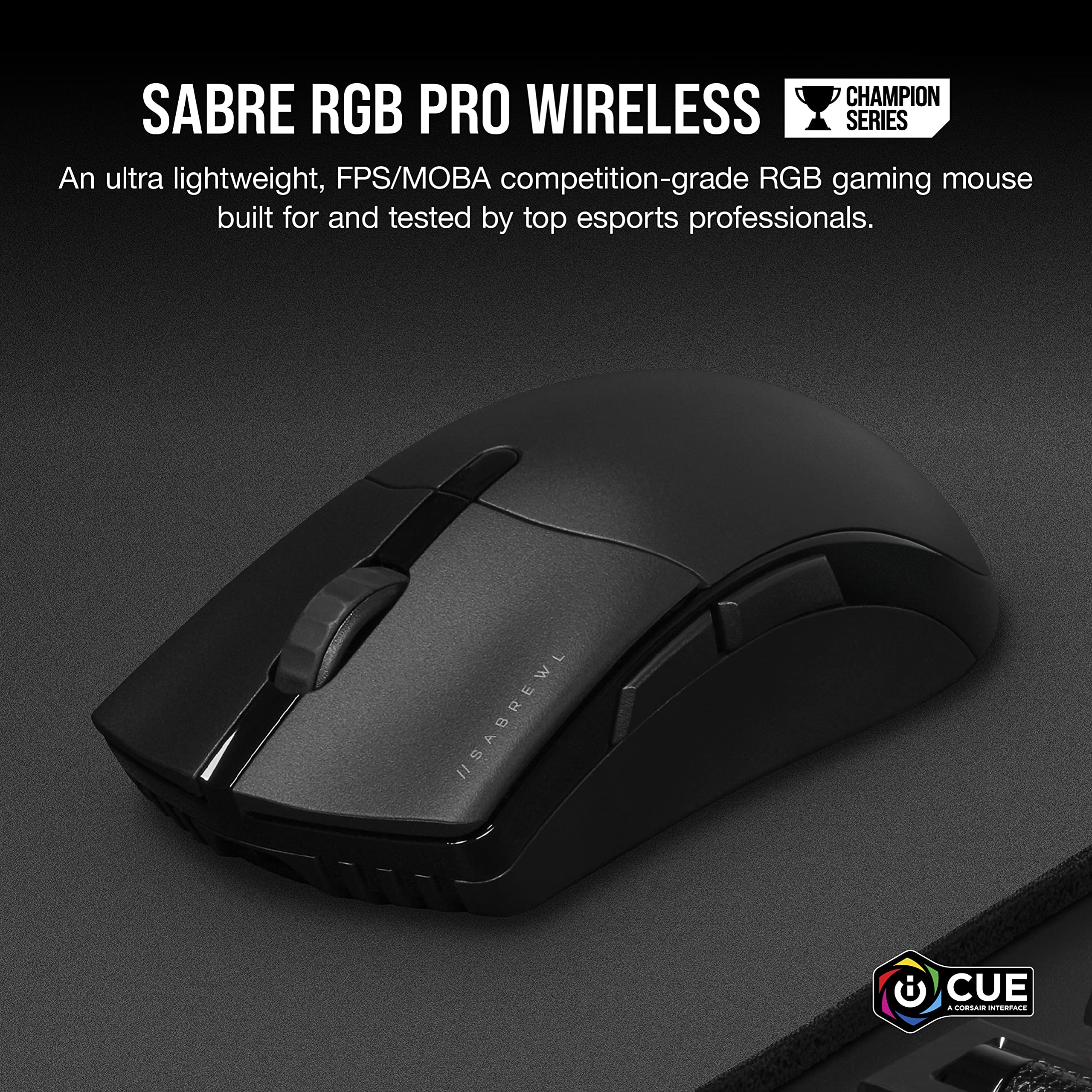 Corsair SABRE RGB PRO WIRELESS CHAMPION SERIES, Ultra-lightweight FPS/MOBA Wireless Gaming Mouse, Black (Renewed)