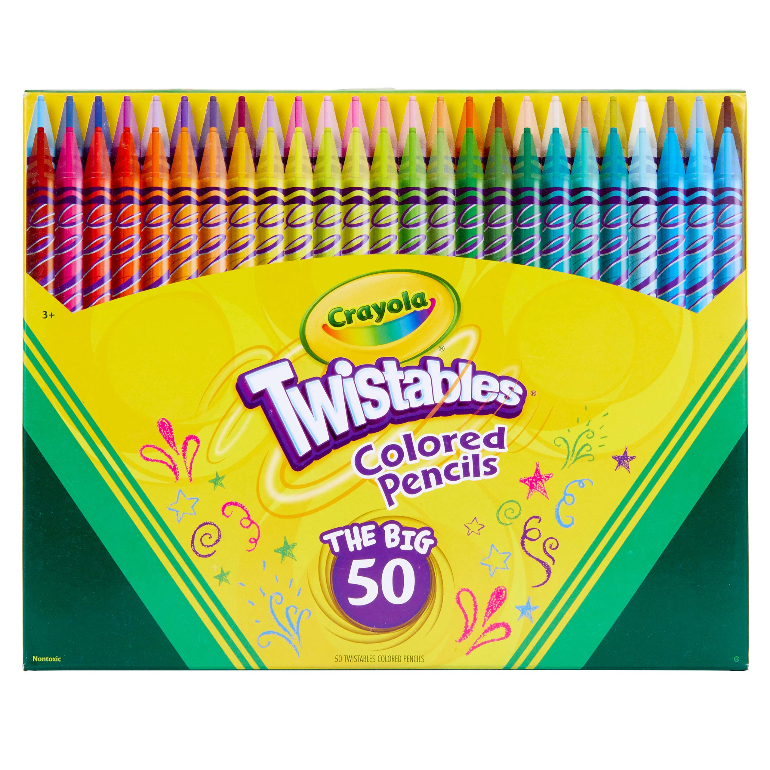 Crayola Twistables Colored Pencil Set (50ct), Kids Art Supplies, Colored Pencils For Kids, Cute Back to School Supplies, 4+ [Amazon Exclusive]