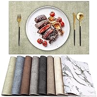 Leather Heat Resistant Placemats Set of 6 Waterproof Wipeable Washable PU Table Mats,Easy to Clean Anti-Slip Place Mats (Light Green, 6)