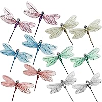 Dragonfly Floral Clips - Set of 24 - Multi Colored Glitter Winged Dragonflies on Metal Clip-ons - Dragon Flies for DIY Wreath Centerpiece Garland & Crafts Measures 4 3/4