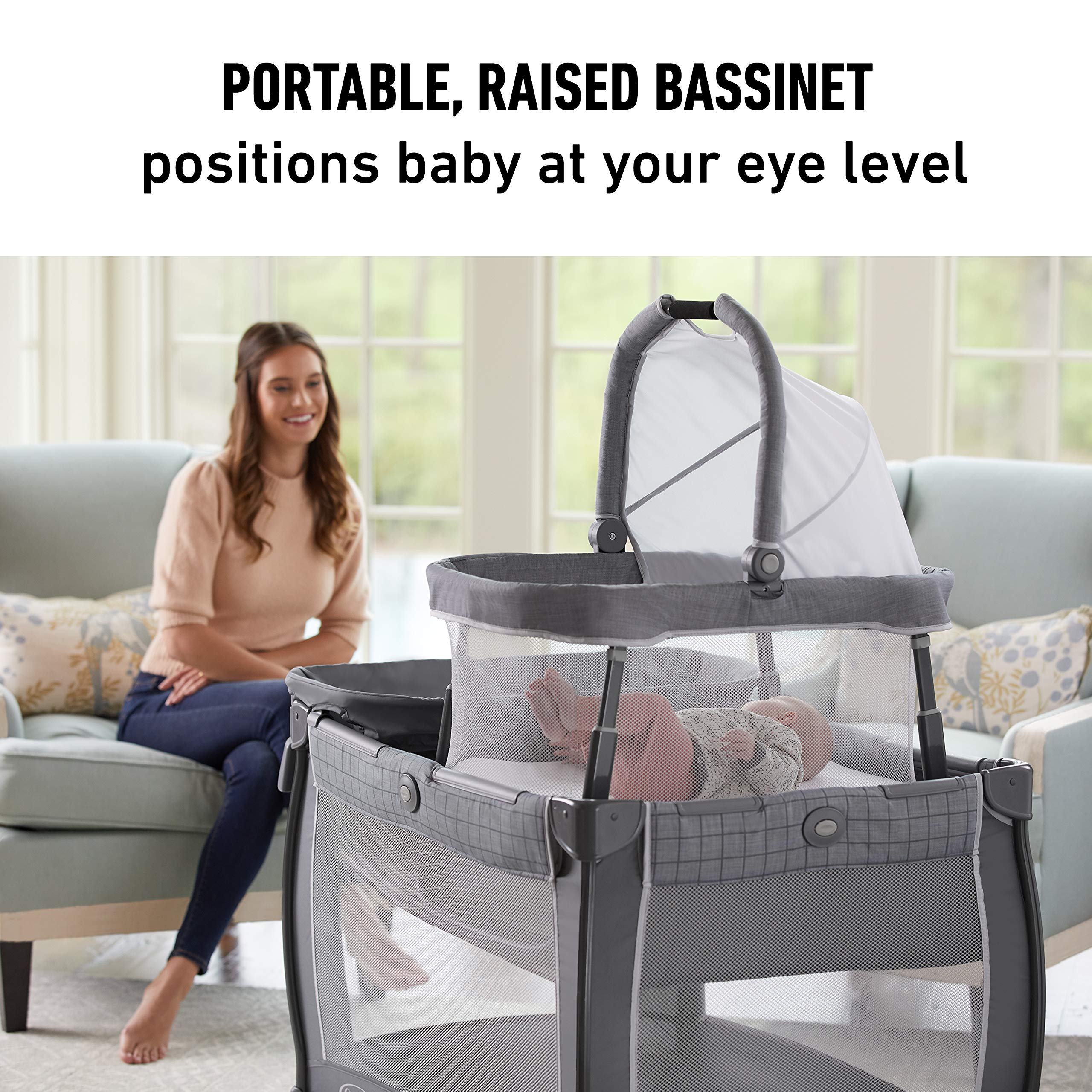 Graco Pack 'n Play Day2Dream Travel Bassinet Playard Features Portable Bassinet Diaper Changer and More (Lo, Lo, W/Fold Flat Bassinet)
