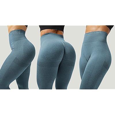 QOQ Womens High Waisted Seamless Workout Leggings Butt Lifting Gym Yoga  Pants Booty Scrunch Vital Tummy Control Ruched Tights