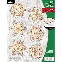 Bucilla, Pearl Snowflakes, Felt Applique 6 Piece Ornament Making Kit, Perfect for Holiday DIY Arts and Crafts, 89682E