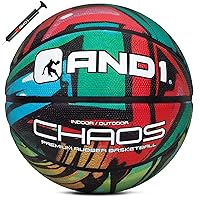 AND1 Chaos Basketball: Official Regulation Size 7 (29.5 inches) Rubber - Deep Channel Construction Streetball, Made for Indoor Outdoor Basketball Games