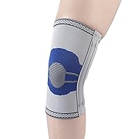 Elastic Knee Support Compression Sleeve, with Flexible Stays, Gray (Side Stays), Medium