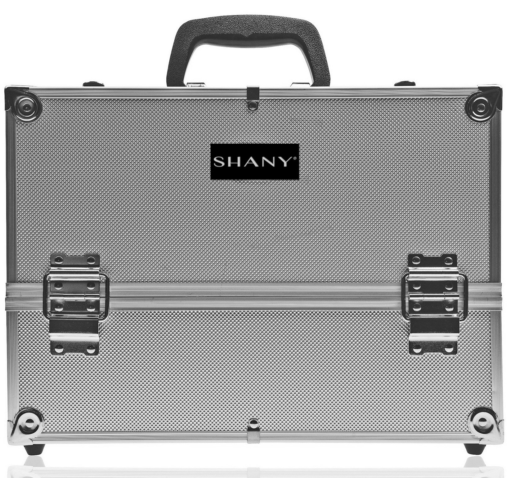 SHANY Essential Pro Makeup Train Case with Shoulder Strap and Locks - Silver