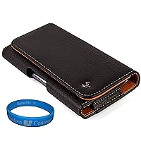 Executive Faux Leather Holster Carrying Case (LEA937) for Microsoft Lumia 950 XL / 640 XL / 1520/1320 Windows Phones with SumacLife Wristband