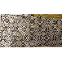 Ad Fabric, Liturgical Brocade,Church Gorgeous Cross, Golg/Black, Liturgical Metallic Brocade Fabric, Non-Stretch, Sells by The Yard Color,60