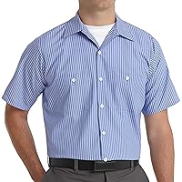 Red Kap® Men's Industrial Stripe Work Shirt, Regular Fit, Short Sleeve