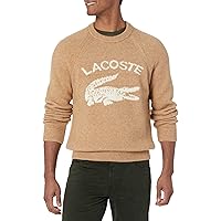Lacoste Men's Branded Contrast Crocodile Blend Alpaca Sweater