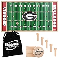 2 in 1 Officially Licensed Georgia Bulldogs Party Game and Sports Decor - Family Friendly 2 Player Indoor Outdoor Handcrafted Wooden Tabletop Football for Tailgating Fun