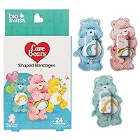 BioSwiss Care Bears Bandages, Classic Care Bear Shaped Self Adhesive Bandage, Latex Free Sterile Wound Care, Fun First Aid Kit Supplies for Kids, 24 Count