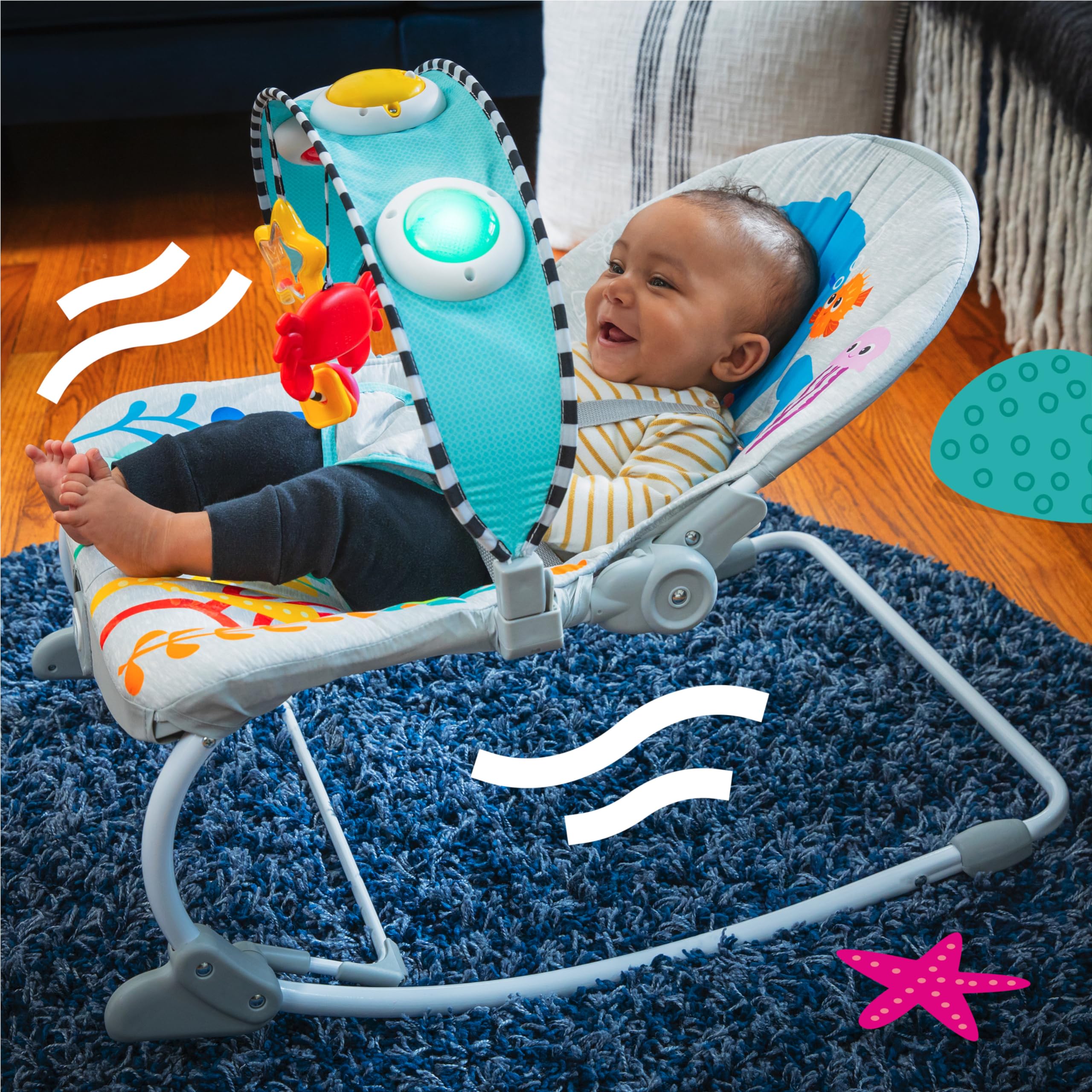 Baby Einstein Ocean Explorers Kick to It Opus Musical Infant to Toddler Rocker, Ages 0-30 Months