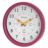 Unity Henley Children's Learn The Time Wall Clock, 10-Inch, Pink