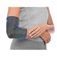 Mueller 4-Way Stretch Black & Blue Premium Knit Elbow Support with Thermo Reactive Technology