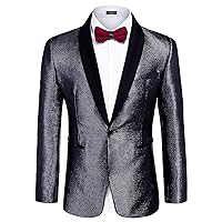 Coofandy Men's Fashion Suit Jacket Blazer One Button Luxury Weddings Party Dinner Prom Tuxedo Gold Silver