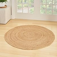 Natural Jute Coastal, Nautical & Beach Natural 3' x Round Area Rug, Easy Cleaning, Non Shedding, Bed Room, Living Room, Dining Room, Kitchen (3 Round)