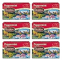 Celestial Seasonings Peppermint Herbal Tea, Caffeine Free, 20 Tea Bags Box, (Pack of 6)