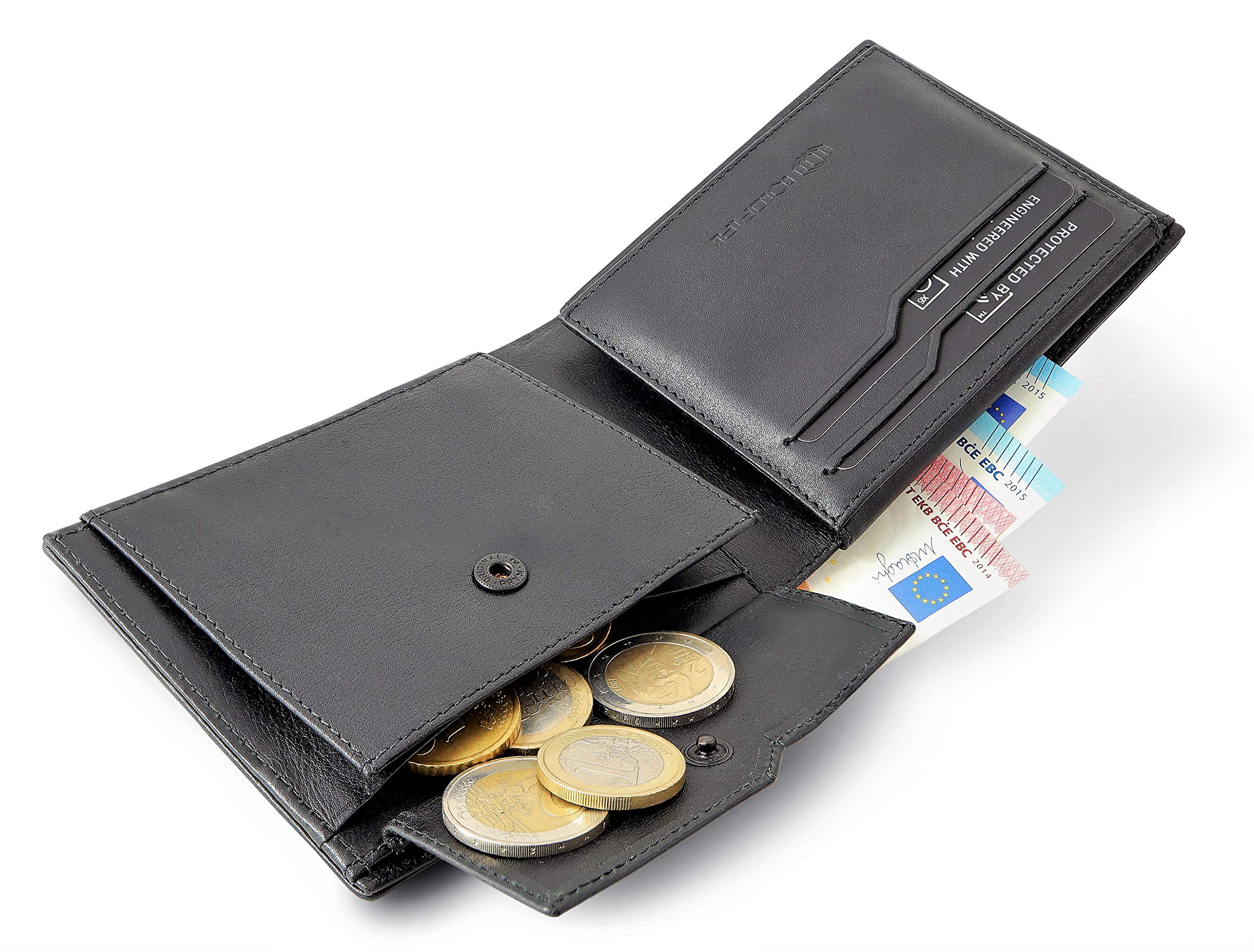 ColdFire Tactical Carbon Fiber Wallet with Coin Pocket & ID Window for Men - Handmade EDC Genuine K-Leather - Slim Bifold RFID Credit Card Holder