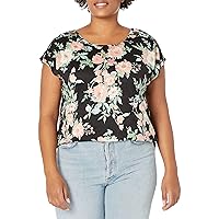 Star Vixen Women's Plus Size Button Shoulder Top