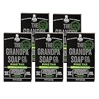 Grandpa's Pine Tar Bar Soap by The Soap Company | The Original Wonder Soap | 3-in-1 Cleanser, Deodorizer & Moisturizer | 4.25 Oz. Each, 5 Pack