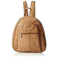 Ladies Genuine Real Leather Backpack Shoulder Handbag (TAN)