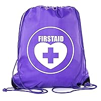 First Aid Backpack Drawstring Medical Bag for Emergencies or Epi Pen & Medicine - Purple CA2500FirstAid S2