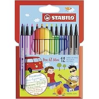68 Mini Fineliner Pens , Set of 12 , Multicolored