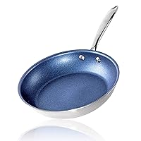 Granitestone Stainless Steel Nonstick 12” Frying Pan, Tri-Ply Base, Stainless Steel Fry Pan with Nonstick Mineral Coating, 100% PFOA Free, Cool Touch Handles, Induction, Oven & Dishwasher Safe…